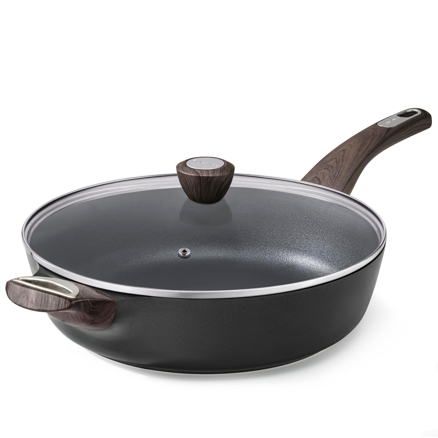 SENSARTE Ceramic Nonstick Frying Pan Skillet with Lid, 12 Inch Large Deep Frying Pan, 5 Qt Saute Pan, Induction Pan, Healthy Non Toxic Cooking Pan with Helper Handle, PFOA PFAS PTFE Free