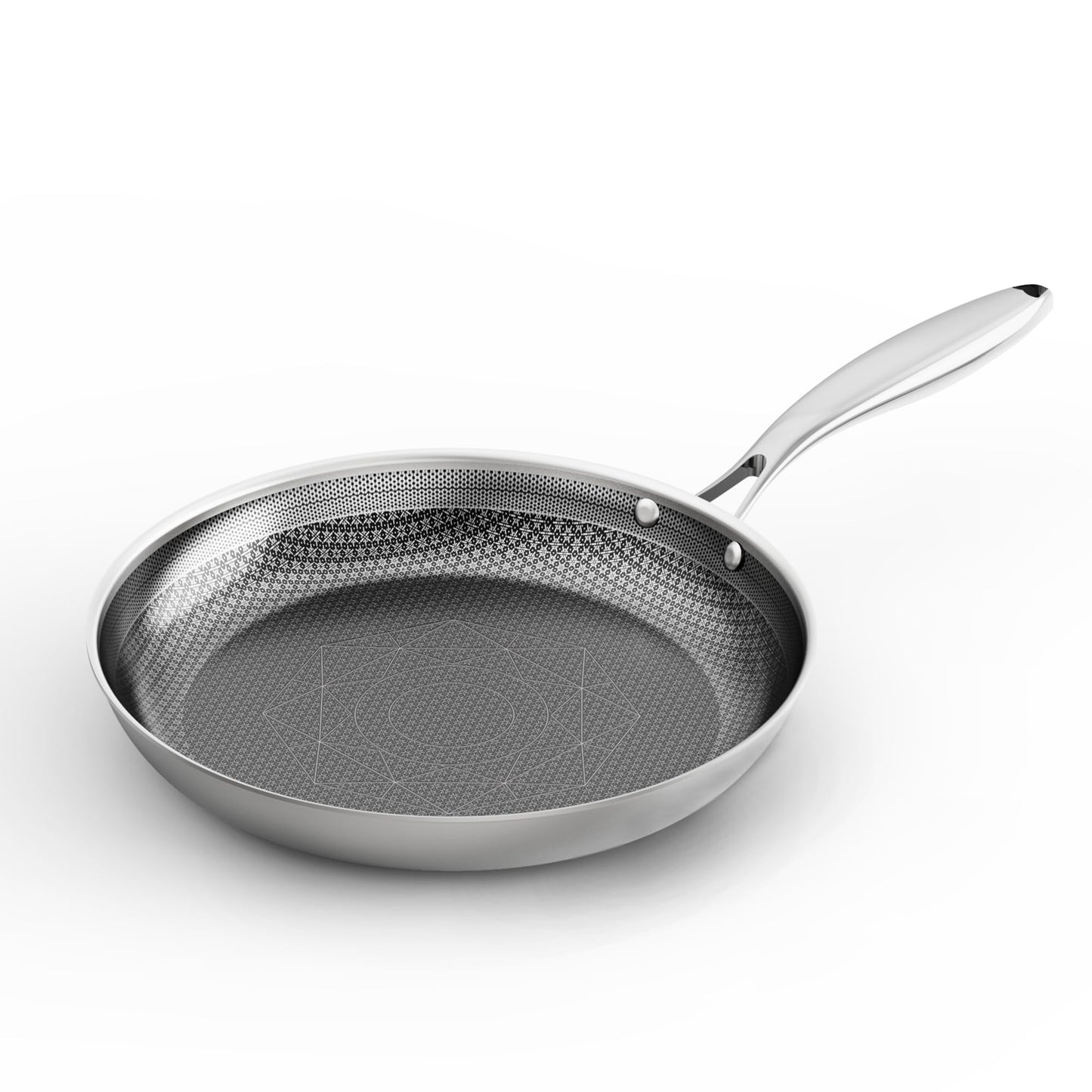 COOKER KING 8-Inch Stainless Steel Pan, Hybrid Nonstick Frying Pan – 3-Ply Clad Cookware, Healthy & Non-Toxic, Dishwasher & Oven Safe, Stay-Cool Handle, Induction Compatible – Metal Utensil Safe