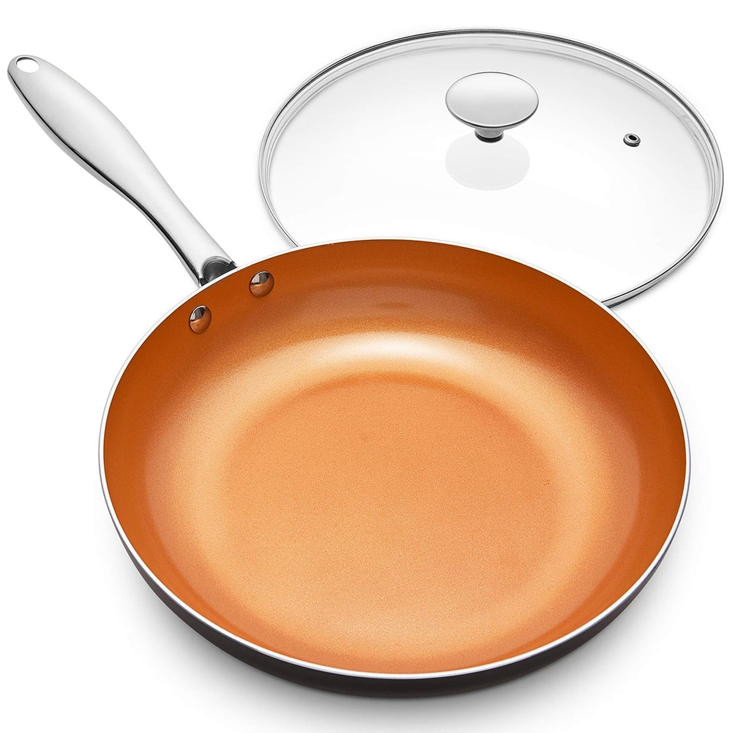 MICHELANGELO Frying Pan with Lid, Nonstick 8 Inch Frying Pan with Ceramic Titanium Coating, Copper Fry Pan with Lid, Small Fry Pan 8 Inch, Nonstick Fry Pans