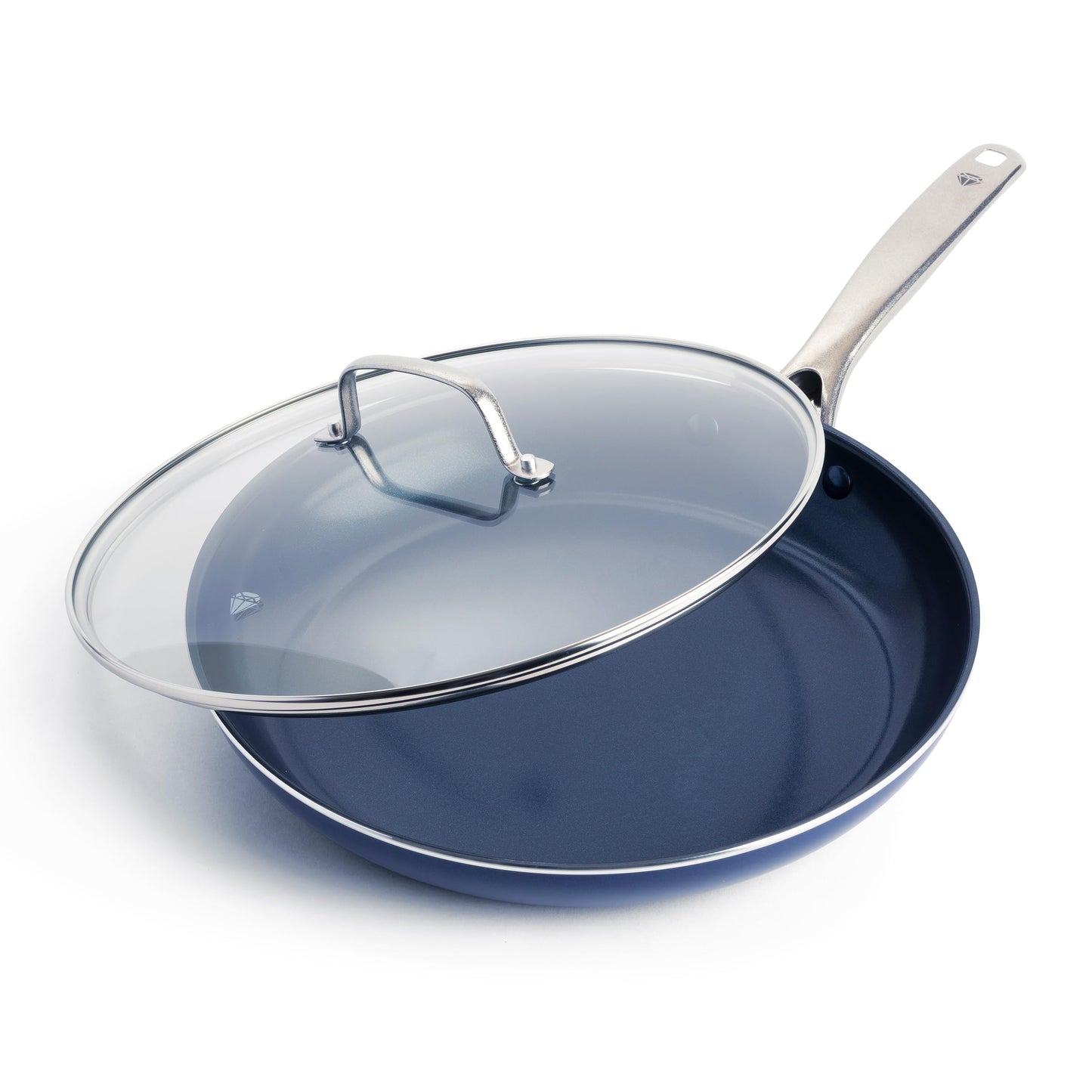 Blue Diamond 9.5” and 11" Frying Pan Skillet Set, Diamond Infused PFAS & PFOA-Free Ceramic Nonstick Pots & Pans, Durable Non Toxic Metal Utensil Safe & Scratch Resistant, Dishwasher & Oven Safe, Blue