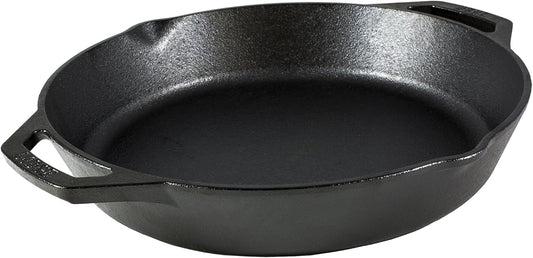 Lodge Seasoned Cast Iron Dual Handle Pan 12 Inch - Cast Iron Frying Pan - Even Heat Distribution - Oven & Stovetop Safe - PFAS-Free, Non-Toxic Cookware