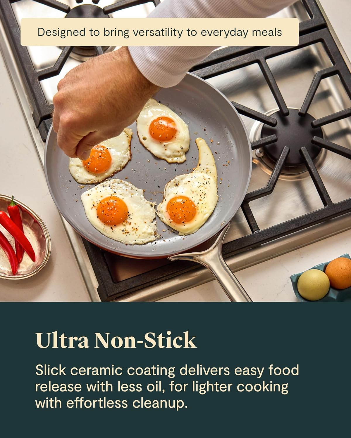 Caraway Nonstick Ceramic Frying Pan (2.7 qt, 10.5") - Non Toxic, PTFE & PFOA Free - Oven Safe & Compatible with All Stovetops (Gas, Electric & Induction) - Black