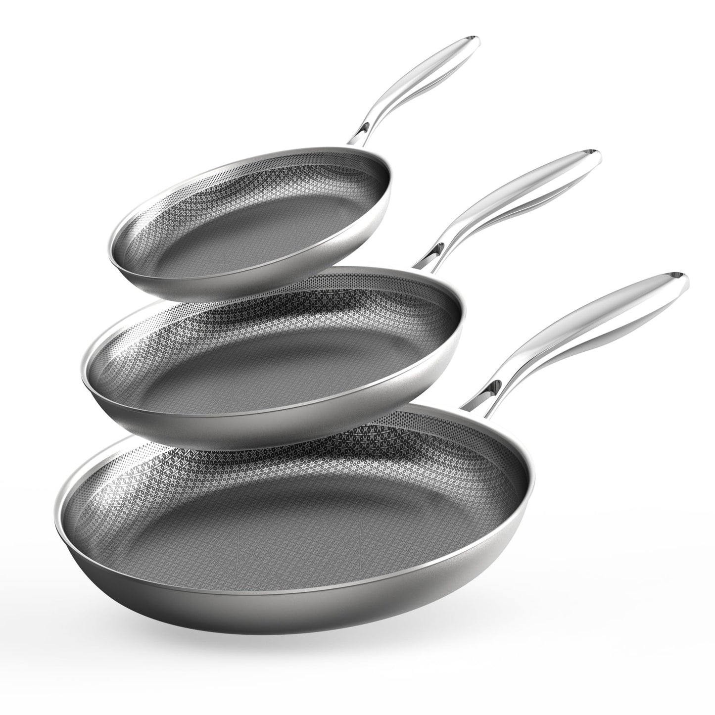 COOKER KING 8-Inch Stainless Steel Pan, Hybrid Nonstick Frying Pan – 3-Ply Clad Cookware, Healthy & Non-Toxic, Dishwasher & Oven Safe, Stay-Cool Handle, Induction Compatible – Metal Utensil Safe
