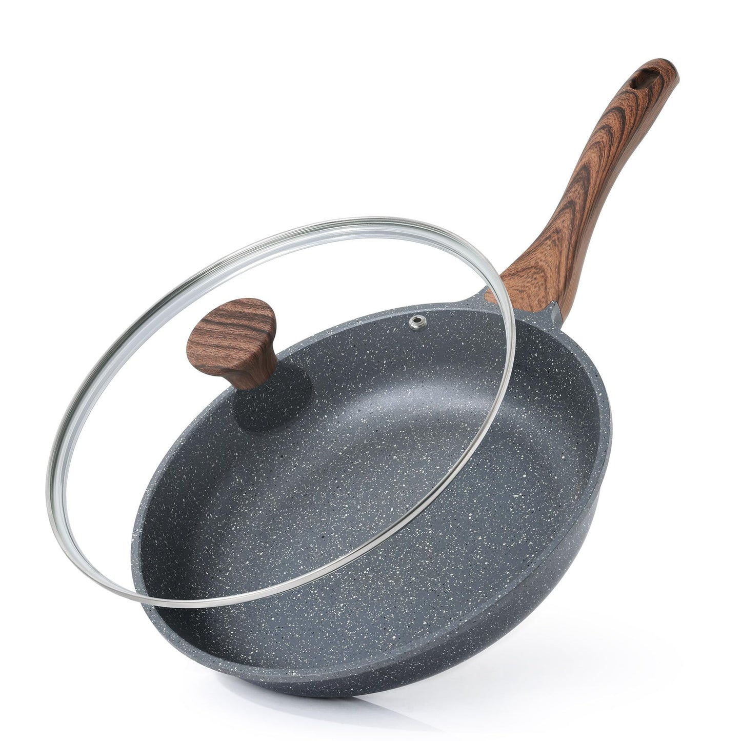 SENSARTE Nonstick Ceramic Frying Pan with Lid 8/9.5/10/11/12.5 Inch Omelet Pan Skillet, Free of Intentionally Added PFAS/PTFE Non-toxic Chef's Pan Induction Compatible Pan, Heat Resistant Handle