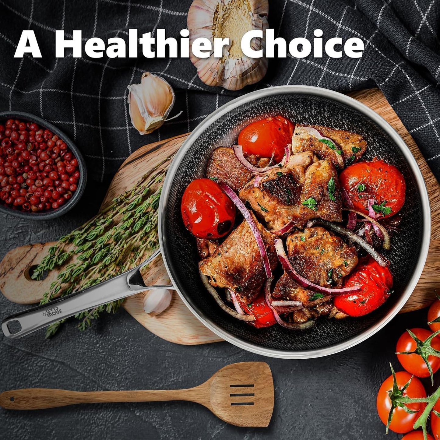 OATOFP Non Stick Frying Pans 12 inch, Hybrid Improved Version Frying Pans Nonstick with Lid,non stick Stainless Steel Skillets, Dishwasher and Oven-Safe Chef Pan, PFOA Free Cookware Improved Version