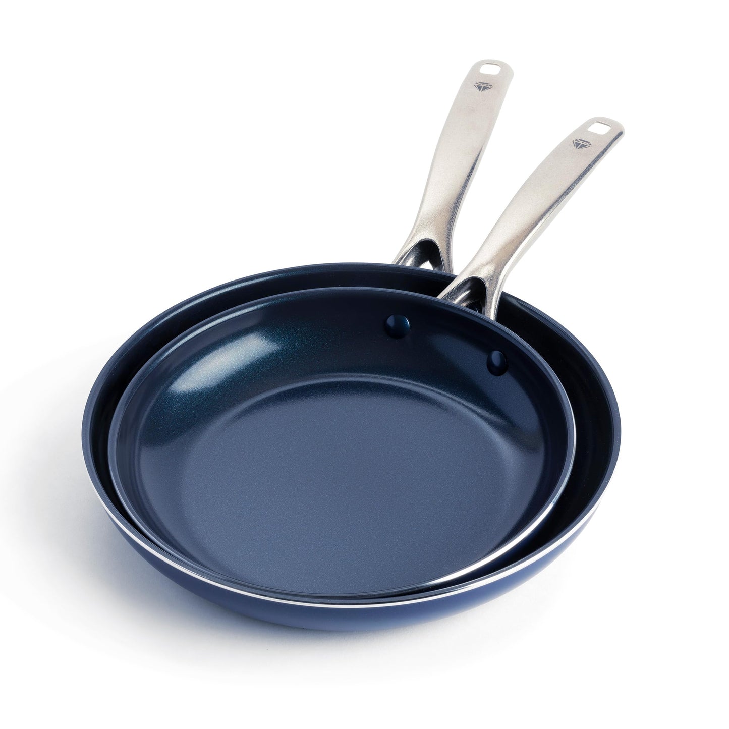 Blue Diamond 12" Nonstick Frying Pan with Lid, Diamond Infused PFAS & PTFE-Free Ceramic Skillet, Dishwasher & Oven Safe, Stay Cool Handle, Durable Non Toxic Metal Utensil Safe, Glass Lid, Blue
