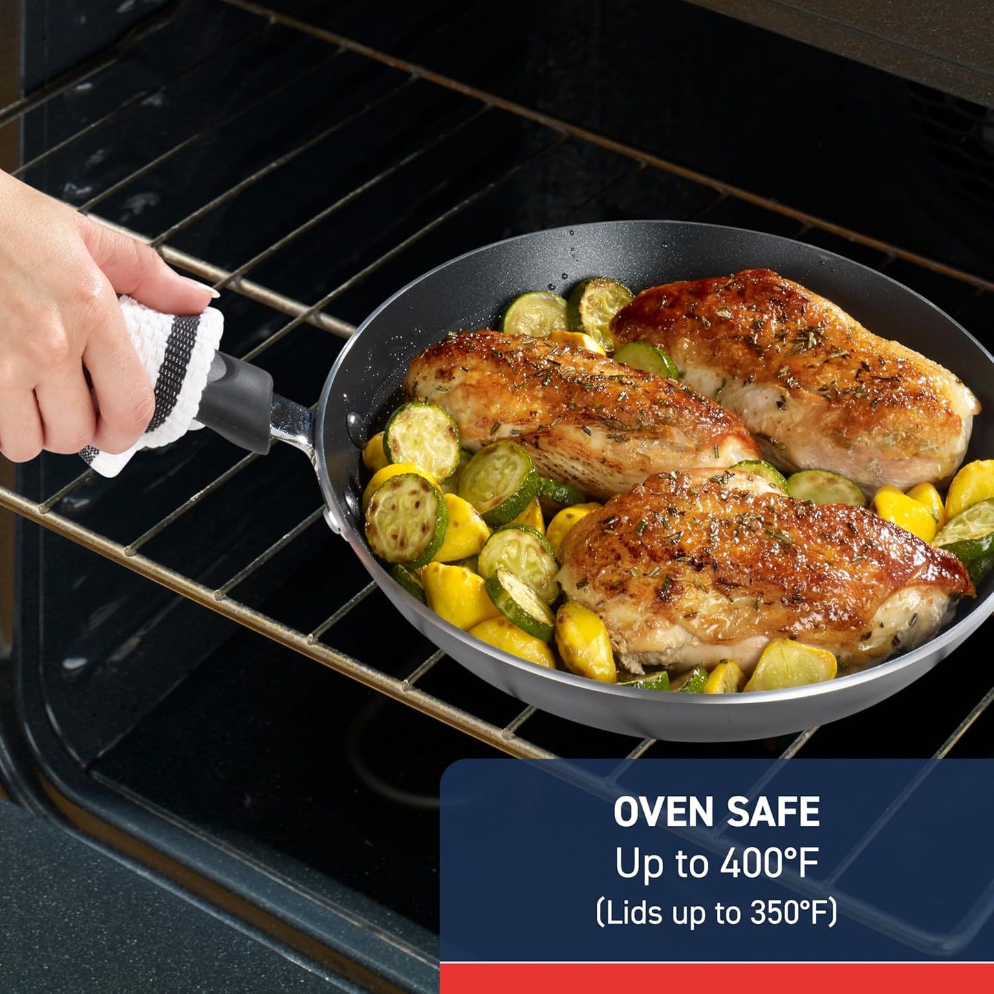T-Fal Experience Nonstick Fry Pan 12.5 Inch, Induction, Oven Broiler Safe 400F, Non Stick Frying Pan, Skillet, Kitchen Egg Pan, Omelet Pan, Cookware, Pots and Pans, Home, Dishwasher Safe, Black