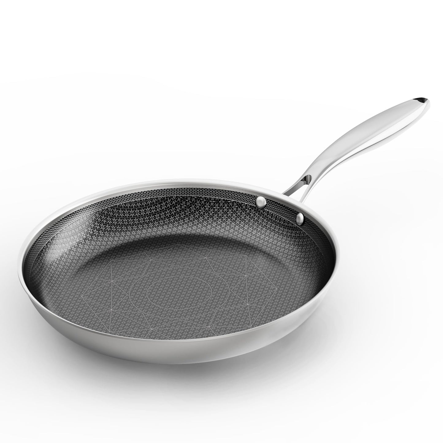 COOKER KING 8-Inch Stainless Steel Pan, Hybrid Nonstick Frying Pan – 3-Ply Clad Cookware, Healthy & Non-Toxic, Dishwasher & Oven Safe, Stay-Cool Handle, Induction Compatible – Metal Utensil Safe