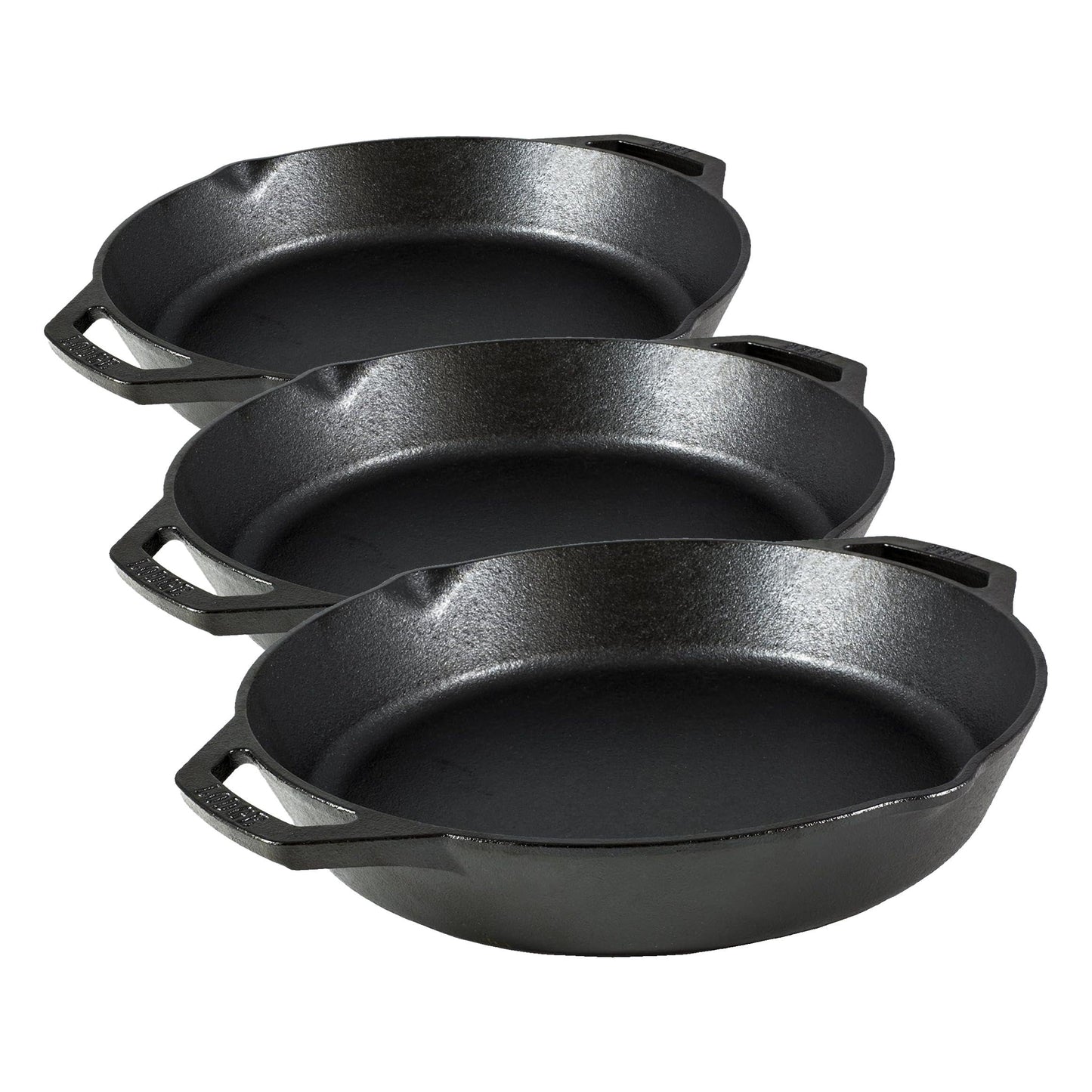 Lodge Seasoned Cast Iron Dual Handle Pan 12 Inch - Cast Iron Frying Pan - Even Heat Distribution - Oven & Stovetop Safe - PFAS-Free, Non-Toxic Cookware