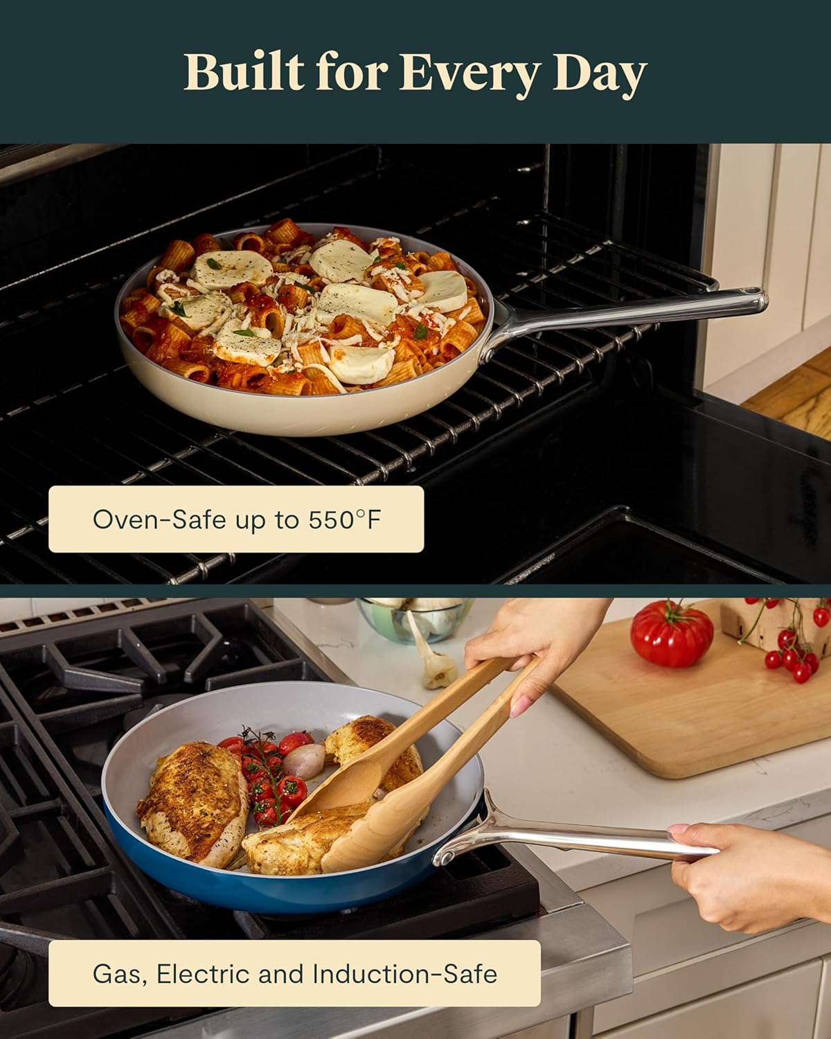 Caraway Nonstick Ceramic Frying Pan (2.7 qt, 10.5") - Non Toxic, PTFE & PFOA Free - Oven Safe & Compatible with All Stovetops (Gas, Electric & Induction) - Black